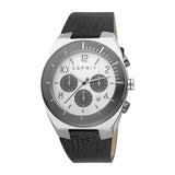 Esprit Men's Chronograph Watch Black Leather Strap White Dial With Date