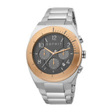 Esprit Men's Chronograph Watch Silver Color Ss Bracelet Black Dial With Date