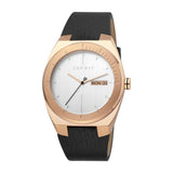 Esprit Men's Chronograph Watch Black Leather Strap WhiteÂ Dial With Day/Date