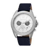 Esprit Men's Chronograph Watch Blue Leather Strap White Dial With Date