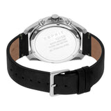 Esprit Men's Chronograph Watch Black Leather Strap Blue Dial With Date