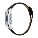 Esprit Men's Chronograph Watch Black Leather Strap Blue Dial With Date