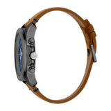 Esprit Men's Watch Brown Leather Strap Gun Metal Case & Blue Dial With Date