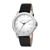 Esprit Men's Watch Black Leather Strap & White Dial With Date - Blue Salon