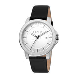 Esprit Men's Watch Black Leather Strap & White Dial With Date