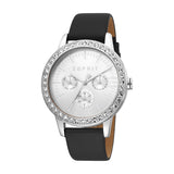 Esprit Ladies Watch Black Leather Strap White Dial With Stone & Date - Blue Salon