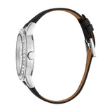 Esprit Ladies Watch Black Leather Strap White Dial With Stone & Date - Blue Salon