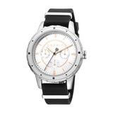 Esprit Ladies Watch Black Rubber Strap Silver Color Case & White Dial