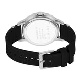 Esprit Ladies Watch Black Rubber Strap Silver Color Case & White Dial
