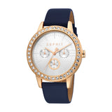 Esprit Ladies Watch Blue Leather Strap With Stone White Dial