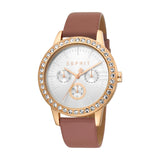 Esprit Ladies Watch Leather Oldrose Strap With Stone White Dial