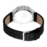 ESPRIT Men's Silver Color Watch with Chronograph and Black Leather Strap