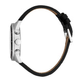 ESPRIT Men's Silver Color Watch with Chronograph and Black Leather Strap