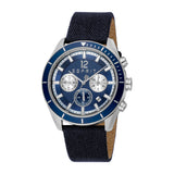 ESPRIT Men's Chronograph Watch with Silver Color Case and Dark Blue Dial, Dark Blue Nylon Strap, 10 ATM