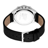 ESPRIT Men's Watch, Silver Color Case, Black Dial, Black Leather Strap, Chronograph, 10 ATM