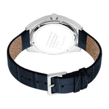 ESPRIT Men's Silver Color Watch with Dark Blue Dial and Leather Strap