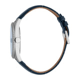 ESPRIT Men's Silver Color Watch with Dark Blue Dial and Leather Strap
