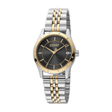 ESPRIT Women's Two Tone Silver & Gold Color Watch with Black Dial and Date Function