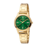 ESPRIT Women's Gold Color Watch with Dark Green Dial and Date Function