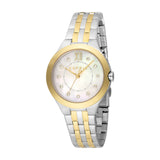 ESPRIT Women's Two Tone Silver & Gold Watch with White MOP Dial and Metal Bracelet