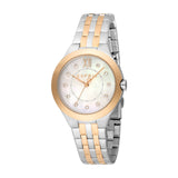 ESPRIT Women's Two Tone Silver & Rose Gold Watch with White MOP Dial and Metal Bracelet