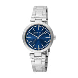 ESPRIT Women's Silver Color Watch with Dark Blue Dial and Stainless Steel Bracelet