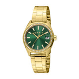 ESPRIT Women's Gold Color Watch with Dark Green Dial and Date Function