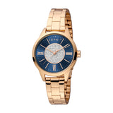 ESPRIT Women's Rose Gold Watch with Dark Blue and Silver Glitter Dial