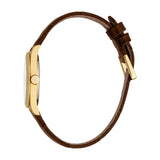 ESPRIT Women's Gold Color Case Watch with Silver Dial and Dark Brown Leather Strap