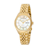 ESPRIT Women's Gold Color Case Watch with White MOP Dial and Metal Bracelet