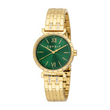 ESPRIT Women Watch, Gold Color Case, Dark Green Dial, Gold Color Metal Bracelet, 3 Hands, 5 ATM