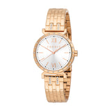 ESPRIT Women Watch, Rose Gold Color Case, Silver Dial, Rose Gold Color Metal Bracelet, 3 Hands, 5 ATM