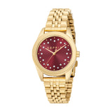ESPRIT Women's Watch, Gold Color Case Red Dial Gold Color Metal Bracelet