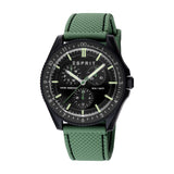 ESPRIT Men & Women's Watch Black Color Case Black Dial Green Silicone Strap