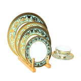 Falken Porzellan Constanza Imperial Seladon Dinner Set 95 Pcs Gold