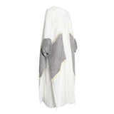 Fahm Dress & Abaya (Set) White & Grey Stripes free Size