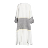 Fahm Dress & Abaya (Set) White & Grey Stripes free Size