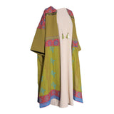 Fahm Women's Green and Beige Dress & Abaya Set, Free Size