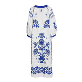 Fahm Women's Off-white and Blue Dress, Free Size