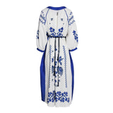 Fahm Women's Off-white and Blue Dress, Free Size