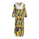 Fahm Women's Yellow Floral Dress, Free Size