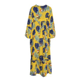 Fahm Women's Yellow Floral Dress, Free Size