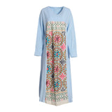 Fahm Women's Blue Floral Dress, Free Size