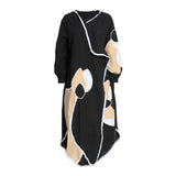 Fahm Women's Black/Beige Abaya, Free Size