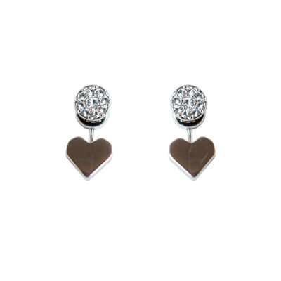 حلق فوسيل شكل قلب من الفضة