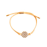 Fossil Bracelet Base Metal With Circle Zircon Beige Laether