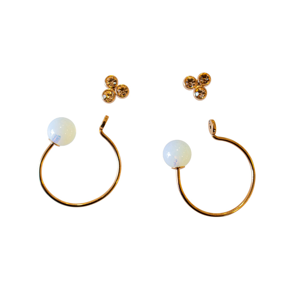 Fossil Earrings Base Metal With Zircon, 2 In 1 , Rosegold Color | Earring | Fashion Jewellery | GCC | Jewellery | SP | Women Earrings | Womens Fossil Earrings Base Metal With Zircon, 2 In 1 , Rosegold Color | Earring | Fashion Jewellery | GCC | Jewellery | SP | Women Earrings | Womens