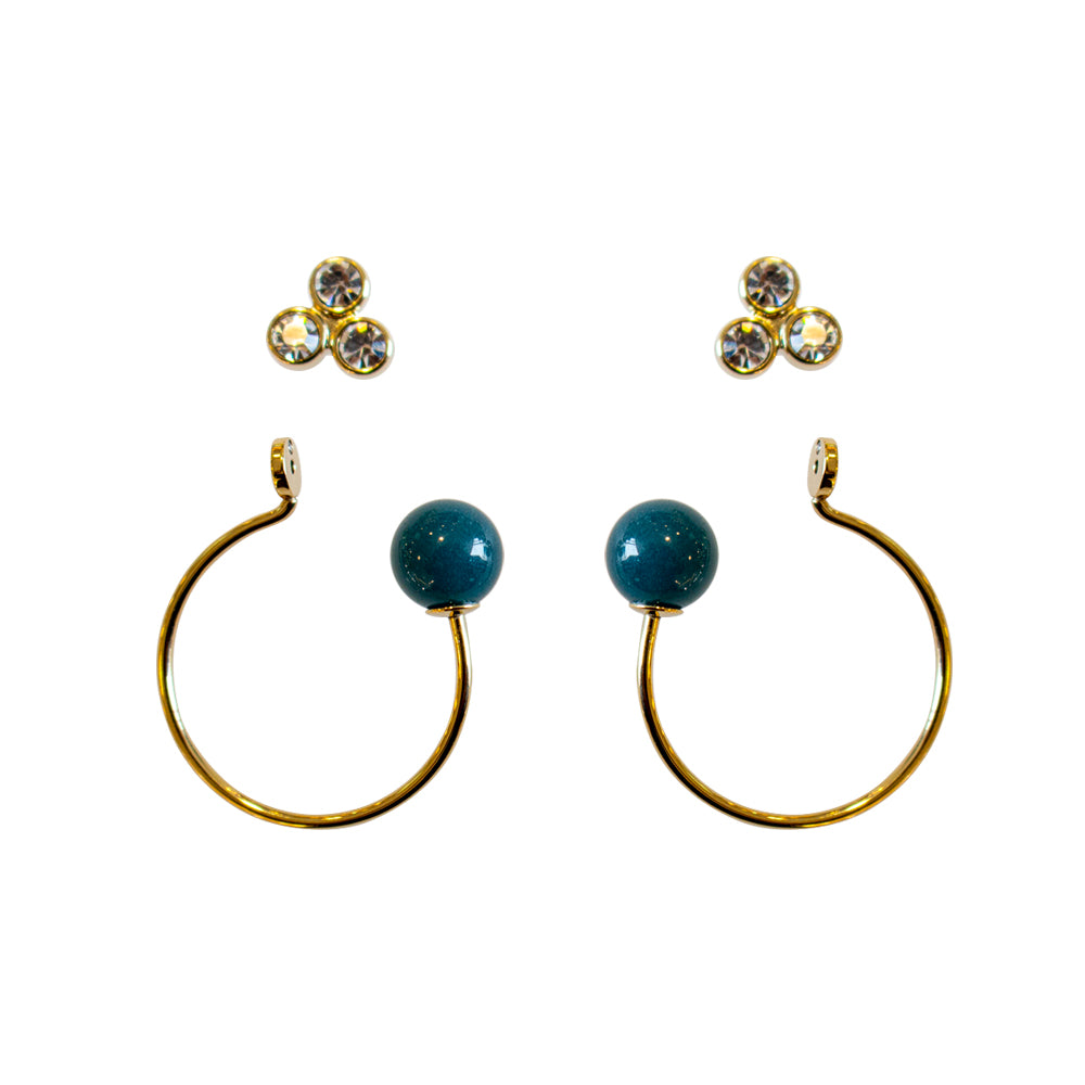 Fossil Earrings Base Metal With Zircon,2 In 1, Gold Color | Earring | Fashion Jewellery | GCC | Jewellery | SP | Women Earrings | Womens Fossil Earrings Base Metal With Zircon,2 In 1, Gold Color | Earring | Fashion Jewellery | GCC | Jewellery | SP | Women Earrings | Womens
