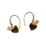 Fossil Earrings Base Metal With Circle Zircon Heart Dangle Rosegold