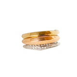 Fossil Ring Steel With Zircon, 3 In 1 With Tri Ip Rosegold, Ip Gold & Silver Size 9